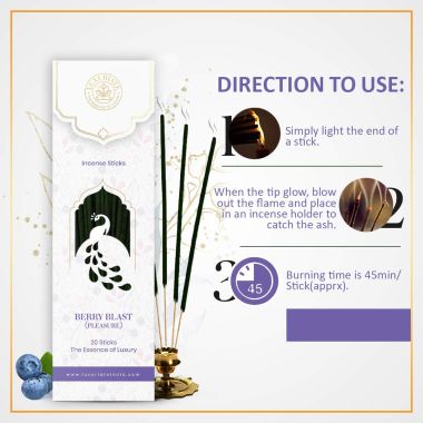 Luxuriate : Berry Blast Fragrance Natural and Non-Toxic Incense Sticks - Contains 20 Incense Sticks