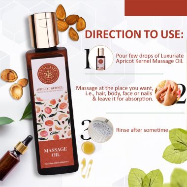Luxuriate : All Natural Apricot Kernel Oil for all Skin Types- Anti-aging- Hair Growth- Face & Body - 100ml