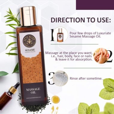Luxuriate : 100% Pure Natural Sesame Oil for Hair - Body - Skin Care - Massage and Aroma Therapy - 100 ml