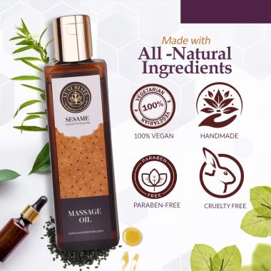 Luxuriate : 100% Pure Natural Sesame Oil for Hair - Body - Skin Care - Massage and Aroma Therapy - 100 ml