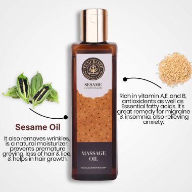 Luxuriate : 100% Pure Natural Sesame Oil for Hair - Body - Skin Care - Massage and Aroma Therapy - 100 ml