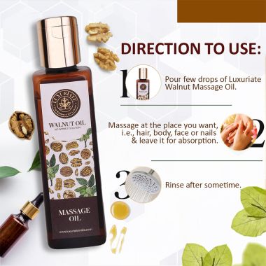 Luxuriate : Natural Walnut/Akhrot Oil for all Skin - Anti-aging for Shiny Hair Growth- Face & Body - 100ml