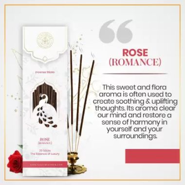 Luxuriate : Rose Ayurvedic,Organic,Natural and Non-Toxic Incense Sticks - Contains 20 Incense Sticks