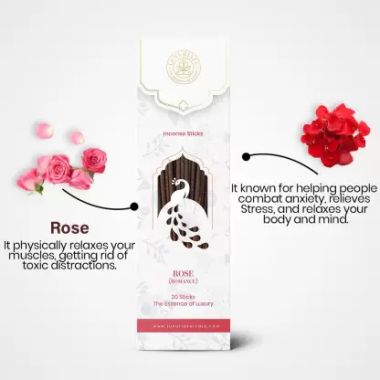 Luxuriate : Rose Ayurvedic,Organic,Natural and Non-Toxic Incense Sticks - Contains 20 Incense Sticks