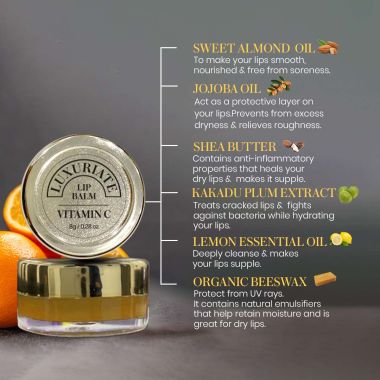 Luxuriate : Orange Vitamin C Lip Balm for Unisex - 8gm