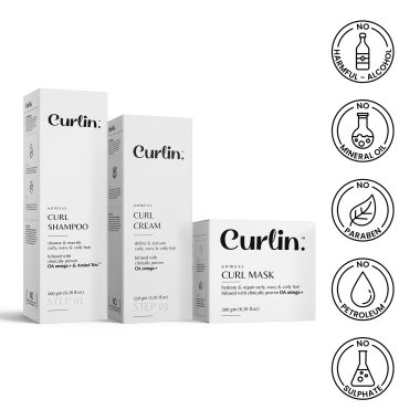 Curlin: Curlin Shampoo + Deep Conditioning Mask + Curl cream - Hydration Boost Trio