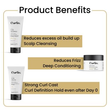 Curlin: Curlin Shampoo + Deep Conditioning Mask + Curl cream - Hydration Boost Trio
