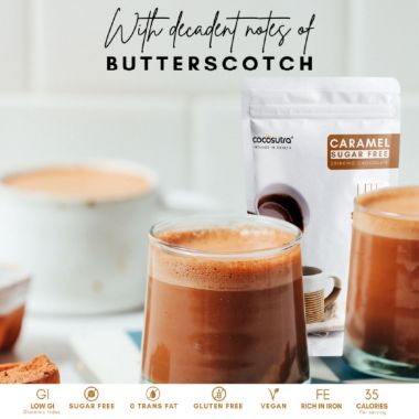 Cocosutra: Caramel Sugar-Free Drinking Chocolate Mix - 200gm