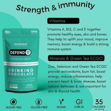 Cocosutra: DEFEND Sugar-Free Drinking Chocolate Mix - 200gm