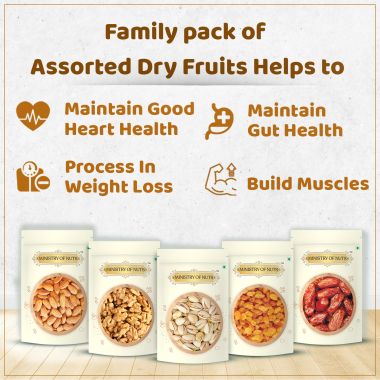 Ministry Of Nuts: Ministry of Nuts Family Pack 5 Premium Dry Fruits - Pack of 5 - 750 gm