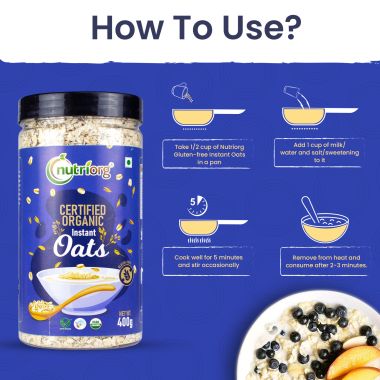Nutriorg: Certified Organic Instant Oats - 400 gm