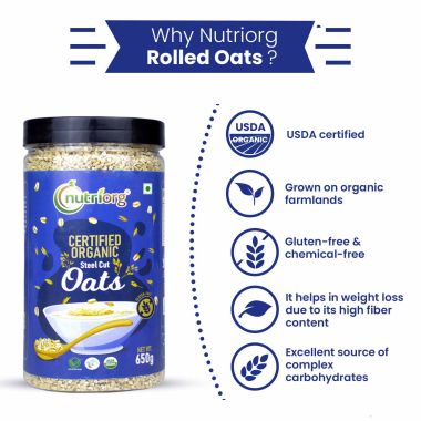 Nutriorg: Certified Organic Steelcut Oats - 650 gm