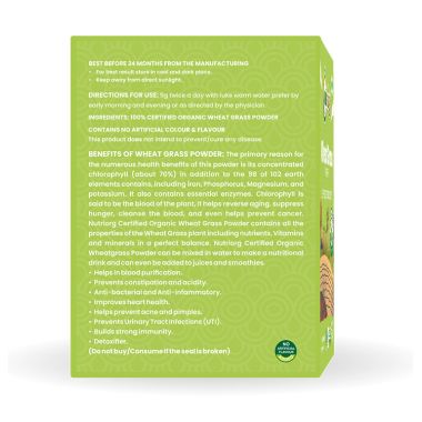 Nutriorg: Certified Organic Wheatgrass powder - 75 gm