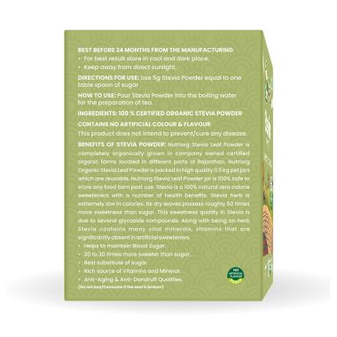 Nutriorg: Certified Organic Stevia Powder - 100 gm