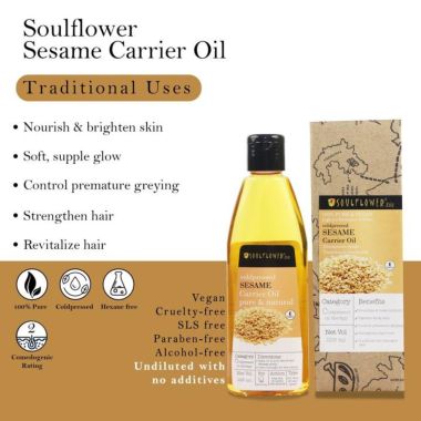 Soulflower: Coldpressed Sesame Carrier Oil - 225 ml