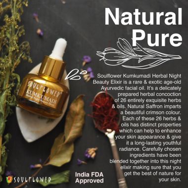 Soulflower: Kumkumadi Tailam Oil with Saffron and Almond - 30 ml