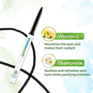 Mamaearth: Mamaearth Charcoal Black Long Stay Kajal Black Retractable Waterproof, with Vitamin C & Chamomile for 11-Hour Smudge-free Stay