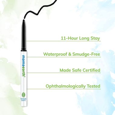 Mamaearth: Mamaearth Charcoal Black Long Stay Kajal Black Retractable Waterproof, with Vitamin C & Chamomile for 11-Hour Smudge-free Stay