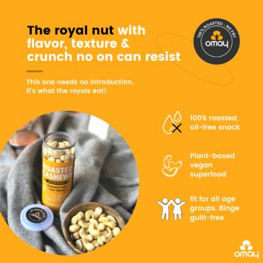 Omay Foods: Classic Salted Roasted Cashews - Pack of 2 (150gm each)