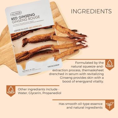 The Face Shop: Real Nature Red Ginseng Face Mask - 20 gm