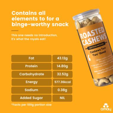 Omay Foods: Classic Salted Roasted Cashews - Pack of 2 (150gm each)