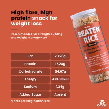 Omay Foods: Beaten Brown Rice - Desi Mix - Pack of 4 (115gm each)