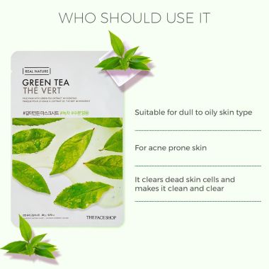 The Face Shop: Real Nature Green Tea Face Mask - 20 gm