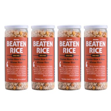 Omay Foods: Beaten Brown Rice - Desi Mix - Pack of 4 (115gm each)