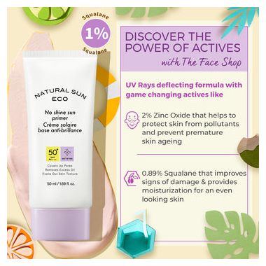 The Face Shop: Natural Eco No Shine Sun Primer - 50 ml