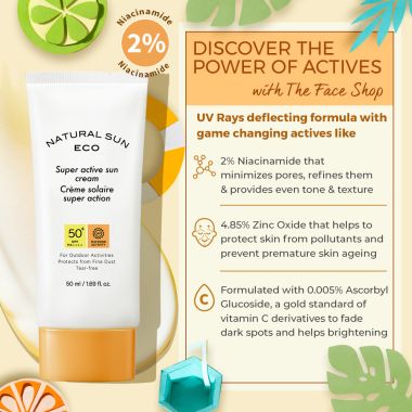 The Face Shop: Natural Eco Super Active Sun Cream - 50 ml