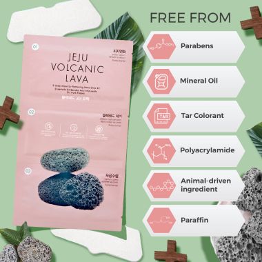 The Face Shop: Jeju Volcanic Lava 3 Step Impurity Removing Nose Strip Kit - 3 Strips