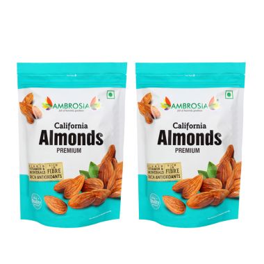 Ambrosia: Premium California Whole Almonds - Pack of 2 -  500 gm each