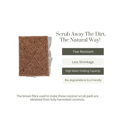 Ecotyl: Coconut Scrub Pad | Dishwashing Pad | Natural Long-Lasting Stitched Coir Scrubber - Set of 5