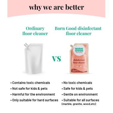 Born Good: Plant Based Disinfecting Liquid Floor/Surface Cleaner Refill  - 1 Ltr