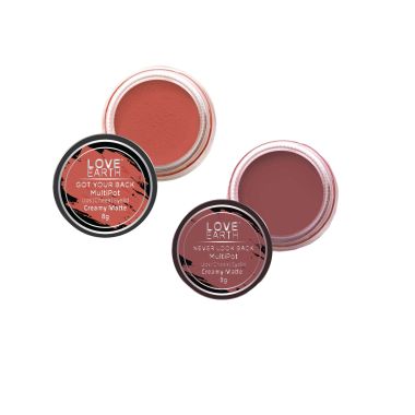 Love Earth: Lip Tint & Cheek Tint Multipot Combo (Coral & Ruby Pink) with Richness of Jojoba Oil and Vitamin E for Lips, Eyelids and Cheeks