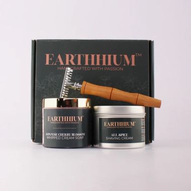 Earthhium: Japanese Cherry Blossom Whipped Cream Soap, All Spice Shaving Cream & Bamboo Razor