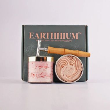 Earthhium: Japanese Cherry Blossom Whipped Cream Soap, All Spice Shaving Cream & Bamboo Razor