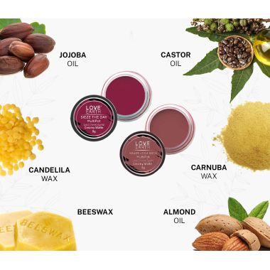 Love Earth: Lip Tint & Cheek Tint Multipot Combo (Ruby Pink & Raspberry Pink) with Richness of Jojoba Oil and Vitamin E for Lips, Eyelids and Cheeks