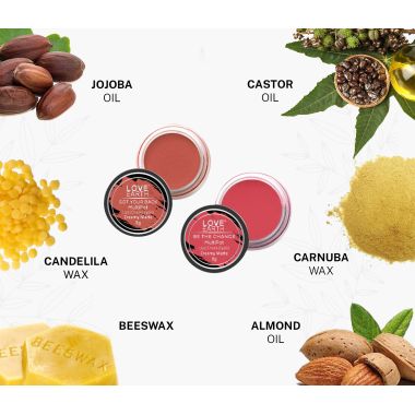 Love Earth: Lip Tint & Cheek Tint Multipot Combo (Rose Pink & Coral) with Richness of Jojoba Oil and Vitamin E for Lips, Eyelids and Cheeks