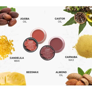 Love Earth: Lip Tint & Cheek Tint Multipot Combo (Coral & Ruby Pink) with Richness of Jojoba Oil and Vitamin E for Lips, Eyelids and Cheeks
