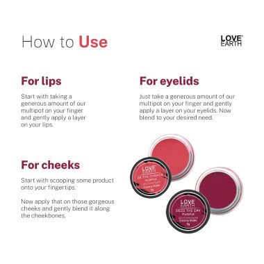 Love Earth: Lip Tint & Cheek Tint Multipot Combo (Rose Pink & Raspberry Pink) with Richness of Jojoba Oil and Vitamin E for Lips, Eyelids and Cheeks