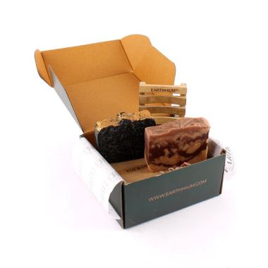 Earthhium: Cafe Latte & Charcoal Tea Tree with Bamboo Soap Dish