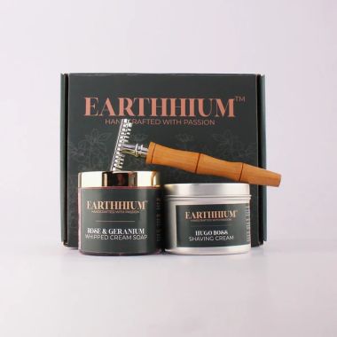 Earthhium: Rose & Geranium Whipped Cream Soap, Hugo Boss Shaving Cream & Bamboo Razor