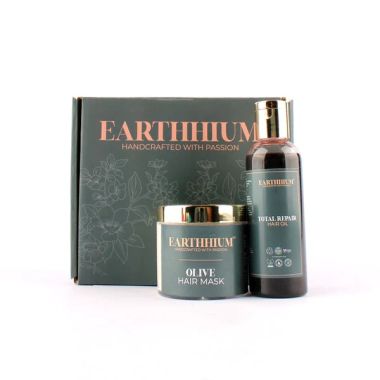 Earthhium: Total Repair Hair Oil, Olive Hair Mask, Detangling Comb & Scrunchie