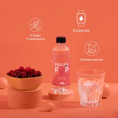 Polka Pop: Cranberry Sparkling Water - Pack of 12 (350ml Each)