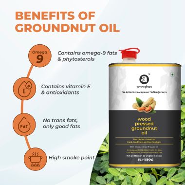 anveshan: Wood Cold Pressed Groudnut/Peanut Cooking Oil - 5L