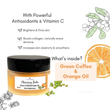 Lavenza: Cleansing Balm (Citrus Mist) - Makeup Remover + Daily Face Wash with Orange oil & Green Coffee - 50 gm