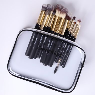 Wearified: Absolute Essentials Makeup Brushes - Set Of 12 with Face and Eyes with Transparent Pouch