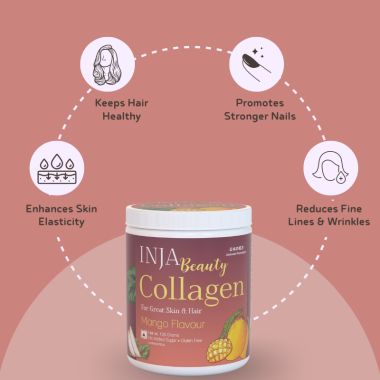INJA Wellness: Beauty Collagen for Skin, Hair & Nails - Mango Flavour - 125gm