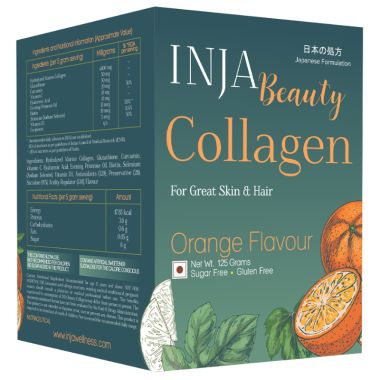 INJA Wellness: Beauty Collagen for Skin, Hair & Nails - Orange Flavour - 125gm
